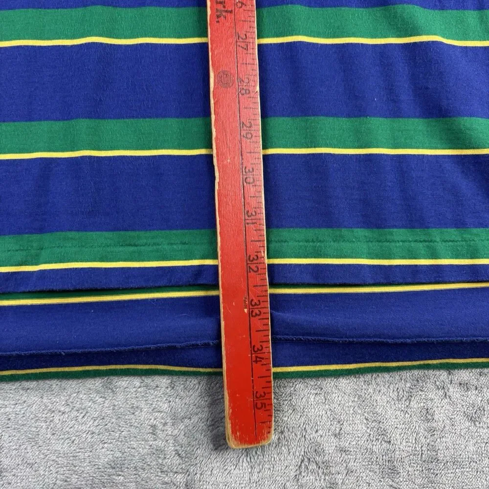 Polo Ralph Lauren Shirt Mens  XL Blue‎ Green Color Block 100% Fine Cotton Crest